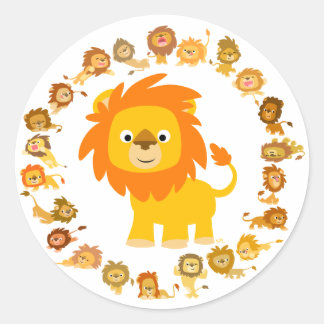 Rond Sticker Mandala Lion Carton mignon