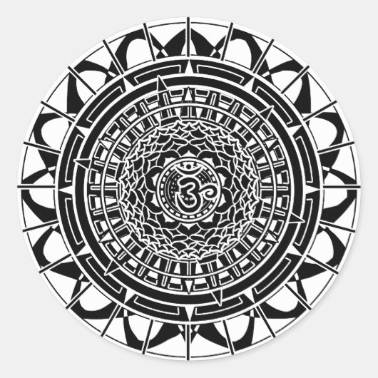 Rond Sticker Mandala Om (noir) (Devant)