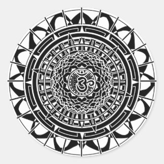 Rond Sticker Mandala Om (noir)