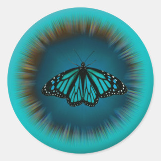 Rond Sticker Mandala pour papillon turquoise