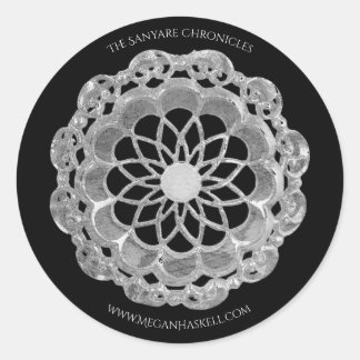 Rond Sticker Mandala Rose - Argent et Noir