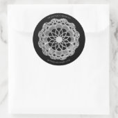 Rond Sticker Mandala Rose - Argent et Noir (Sac)
