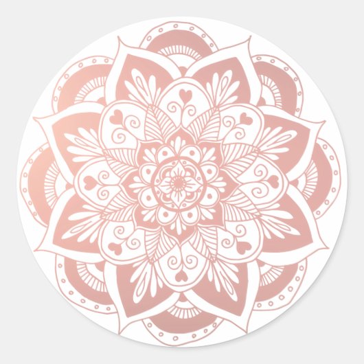 Rond Sticker Mandala rose Gold Flower (Devant)