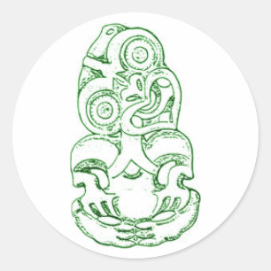 Rond Sticker Maori Hei-Tiki