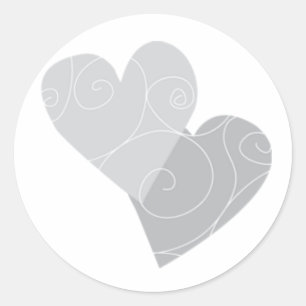 Rond Sticker Mariage à deux coeurs
