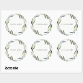 Rond Sticker Mariage à feuilles vertes moderne (Feuille)