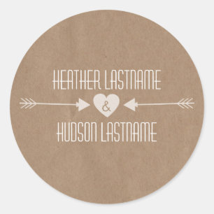 Rond Sticker Mariage à flèches blanches inspirées du pa