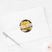 Rond Sticker Mariage à fleurs de rose jaune (Enveloppe)