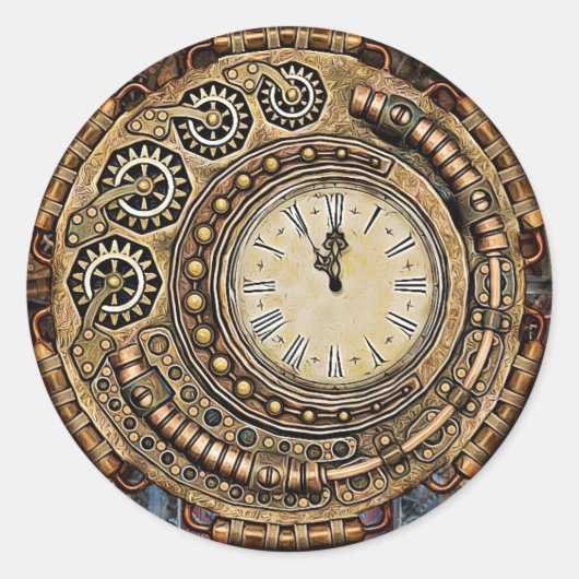 Rond Sticker Mariage à montre ronde Steampunk (Devant)
