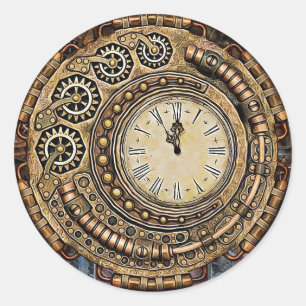 Rond Sticker Mariage à montre ronde Steampunk