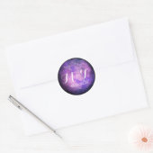 Rond Sticker Mariage à nébuleuse violette et rose (Enveloppe)