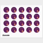 Rond Sticker Mariage à papillon violet foncé (Feuille)