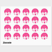 Rond Sticker Mariage à ruban rose chaud (Feuille)