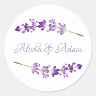 Rond Sticker mariage Aquarelle Lavender