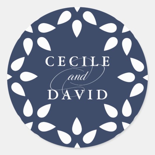 Rond Sticker Mariage arabesque | Marine (Devant)