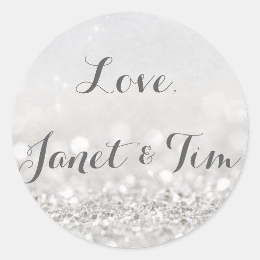 Rond Sticker mariage // Argent et blanc (Devant)