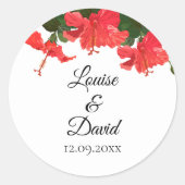 Rond Sticker mariage avec Hibiscus rouge vif (Devant)