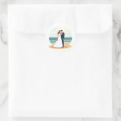 Rond Sticker mariage Beach Kiss (Sac)