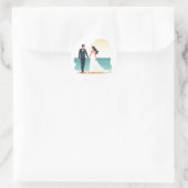 Rond Sticker Mariage Beach Romance (Sac)