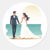 Rond Sticker Mariage Beach Romance (Devant)