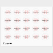 Rond Sticker Mariage blanc et rose Monogramme B (Feuille)
