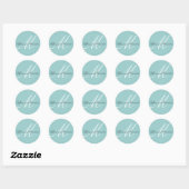 Rond Sticker Mariage bleu pour les noms de monogrammes (Feuille)
