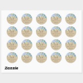 Rond Sticker Mariage bleu rustique (Feuille)