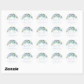 Rond Sticker Mariage Blue Hydrangeas Merci Favor (Feuille)