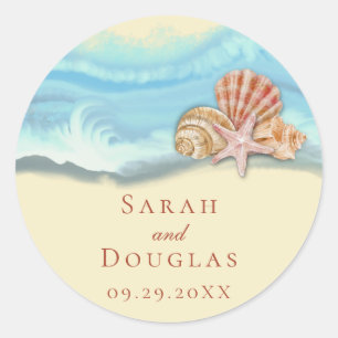 Rond Sticker Mariage Blue Ocean Wave