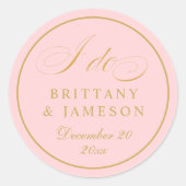 Rond Sticker Mariage Blush Gold Elegant Script I Do (Devant)
