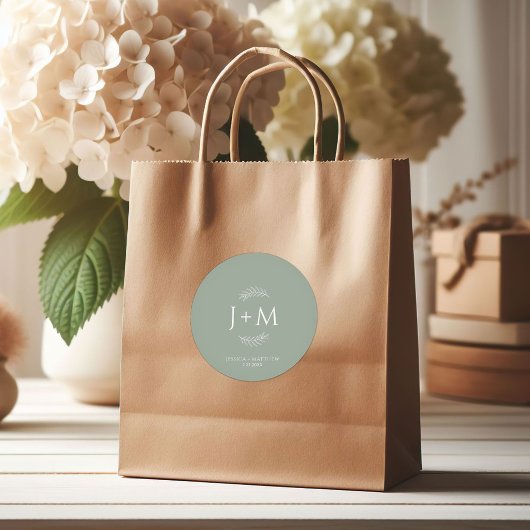 Rond Sticker Mariage Boho Floral Sage Green