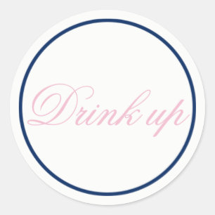 Rond Sticker Mariage Boire vers le haut rose/marine