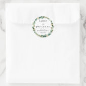 Rond Sticker Mariage Botanique Rustique Eucalyptus (Sac)