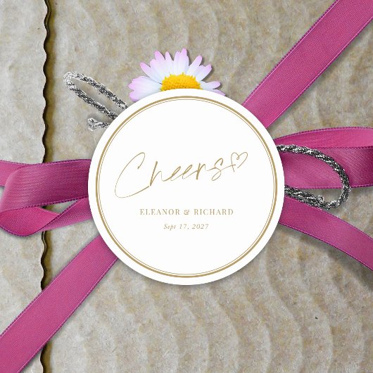 Rond Sticker mariage - Bravo ! Lettres blanches et or