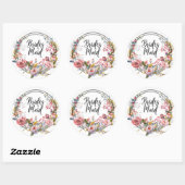 Rond Sticker Mariage Bridesmaid Rose Floral (Feuille)