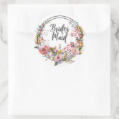 Rond Sticker Mariage Bridesmaid Rose Floral (Sac)