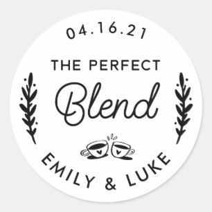 Rond Sticker Mariage café ou thé, le mélange parfait