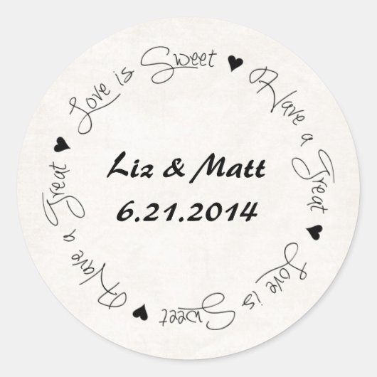 Rond Sticker mariage Candy Party Favoriser (Devant)