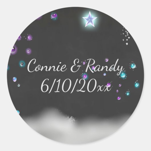 Rond Sticker Mariage Chalkboard enchanté (Devant)