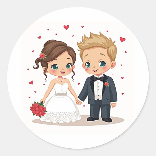 Rond Sticker Mariage chéri & amour (Devant)