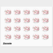 Rond Sticker Mariage Cherry Blossom Favoriser Merci (Feuille)