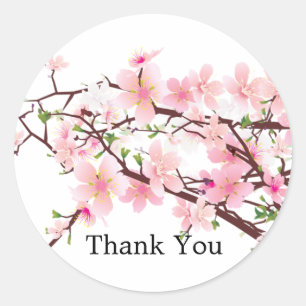 Rond Sticker Mariage Cherry Blossom Favoriser Merci