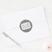 Rond Sticker Mariage Chevron noir et blanc (Enveloppe)