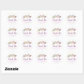 Rond Sticker Mariage Chic Boho Plum Merci Favor (Feuille)