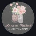 Rond Sticker Mariage Chic Mason Jar & Chalkboard<br><div class="desc">Produits correspondants dans le Little Bayleigh Store !</div>