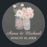 Rond Sticker Mariage Chic Mason Jar & Chalkboard<br><div class="desc">Produits correspondants dans le Little Bayleigh Store !</div>