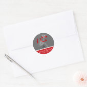 Rond Sticker Mariage chinois Ai Love Coeur Rouge (Enveloppe)