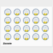 Rond Sticker Mariage citron bleu italien (Feuille)