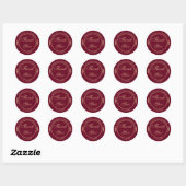Rond Sticker Mariage classique en Merci de Bourgogne (Feuille)