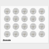 Rond Sticker Mariage Coeur Argent (Feuille)